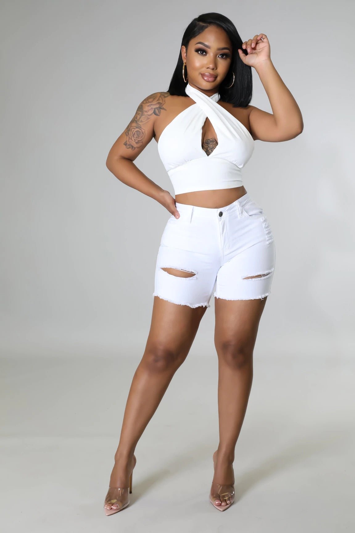 Omega Denim Shorts White - FINAL SALE - Ali’s Couture 