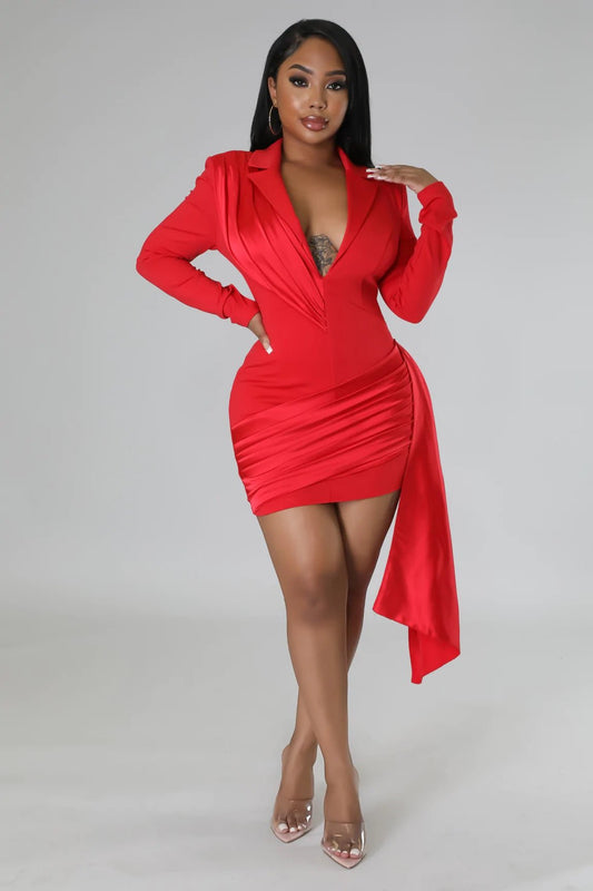 Party Certified Satin Mini Dress Red - Ali’s Couture 