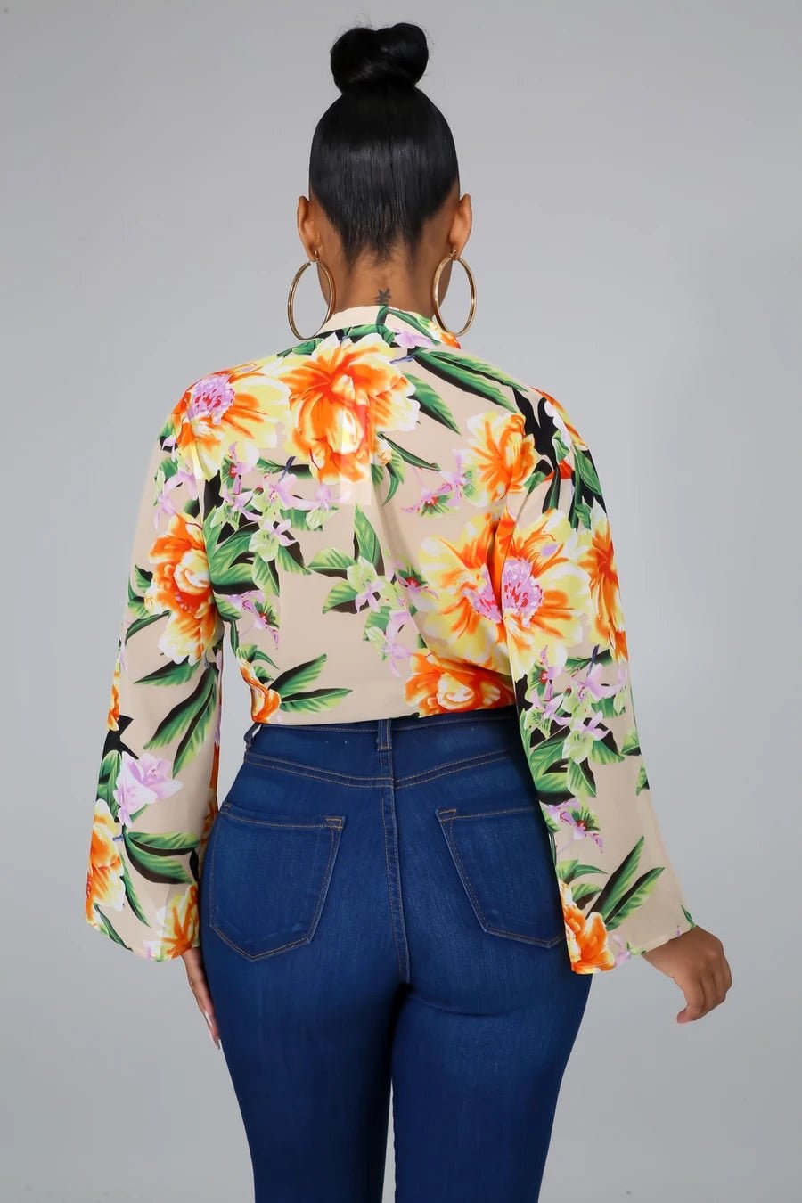Rose In A Desert Kimono  Floral Top Multicolor - Ali’s Couture 