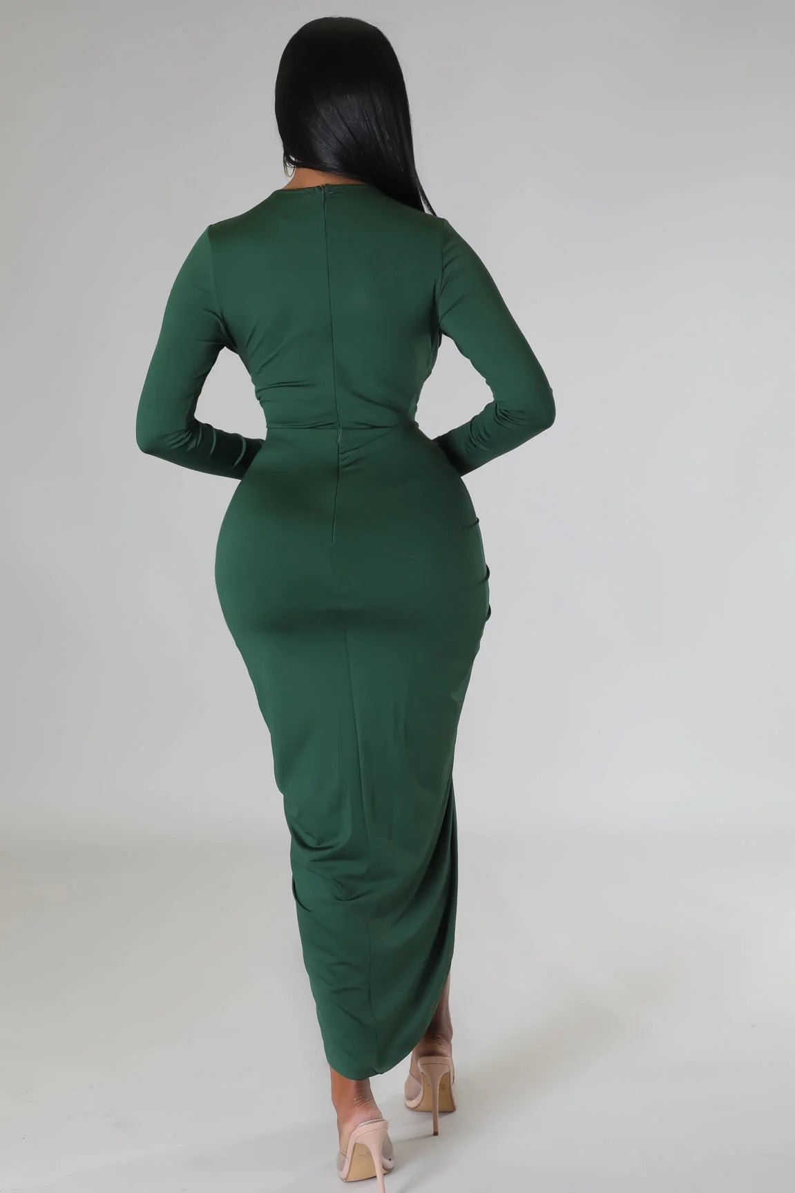 Samina Cutout Midi Dress Hunter Green - Ali’s Couture 