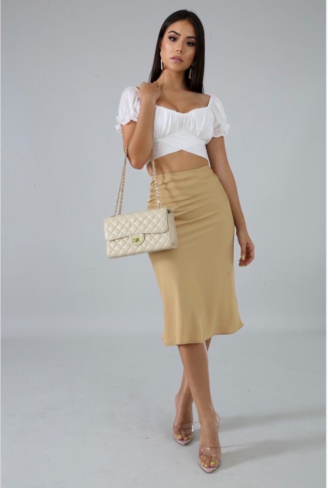 Silky Gold Flare Skirt - Ali’s Couture 
