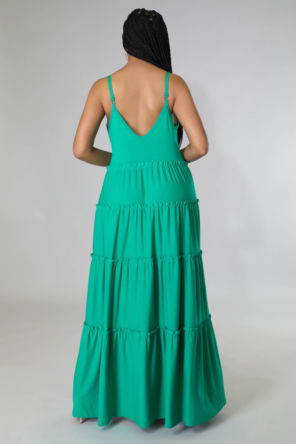 Simple Dreams Tiered Maxi Dress Green - Ali’s Couture 