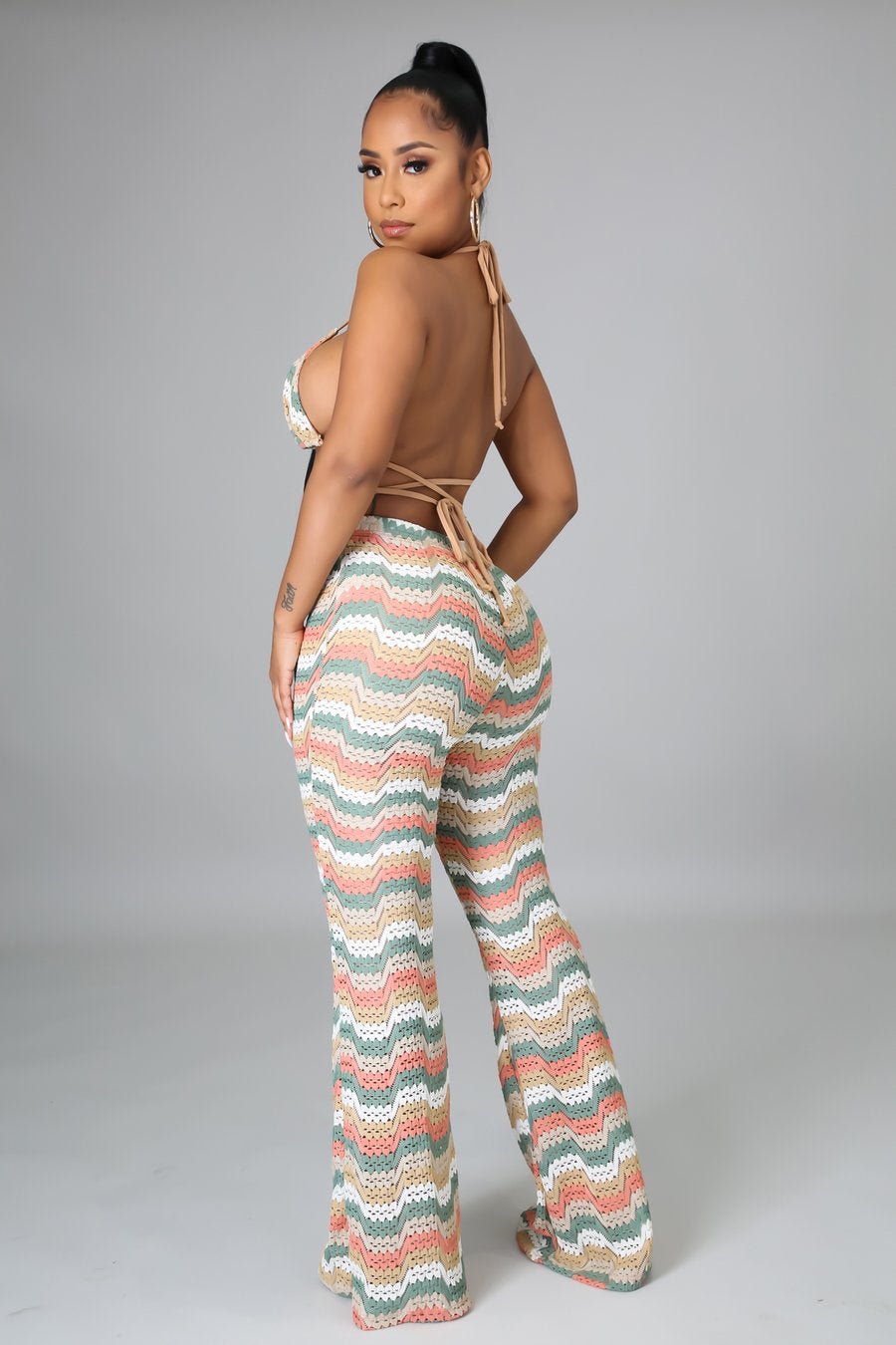 Sirena Three Piece Crochet Bikini Set Multicolor Beige - Ali’s Couture 