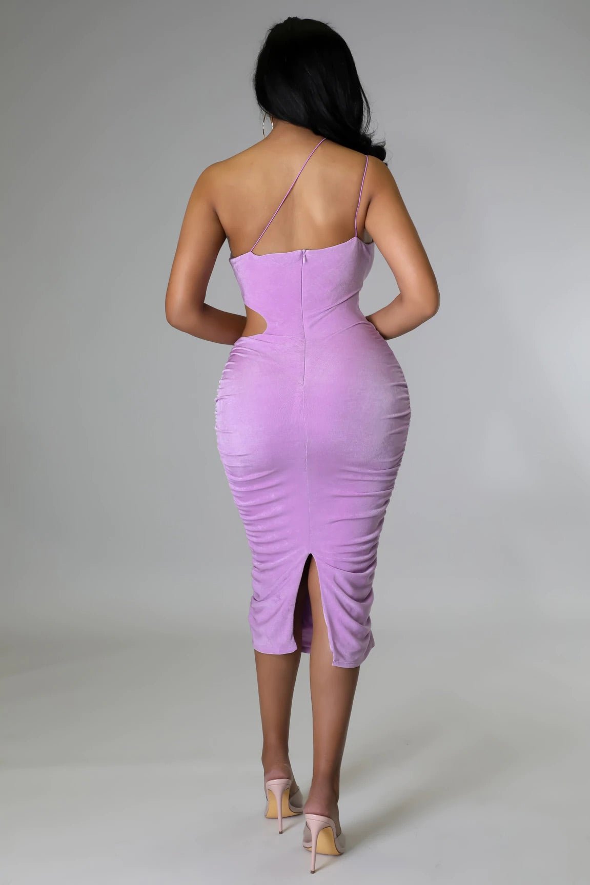Spring Twist Cutout Midi Dress Lavender - Ali’s Couture 