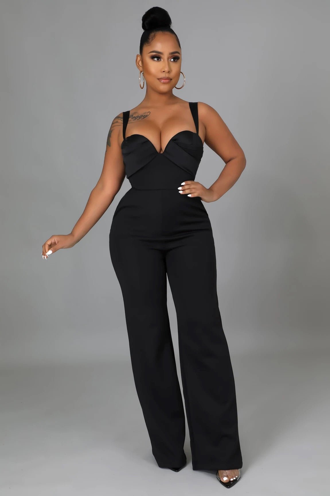 Sweet Serenity Satin Jumpsuit Black - Ali’s Couture 