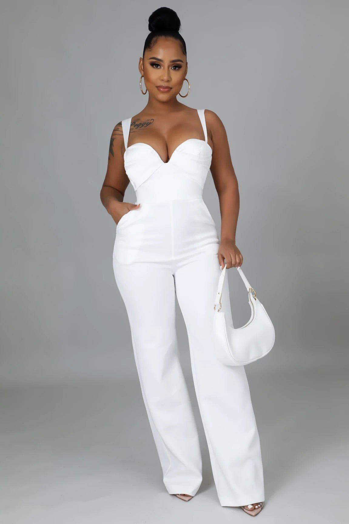 Sweet Serenity Satin Jumpsuit White - Ali’s Couture 