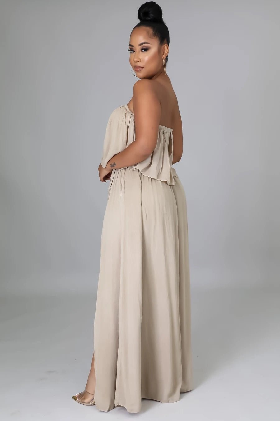 Taupe Strapless Dresses