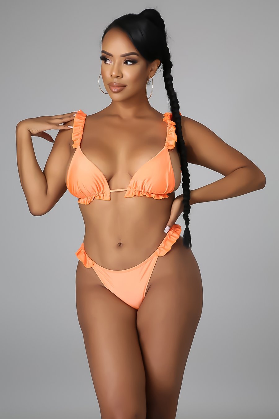 Tulum Ruffle Bikini Set Orange - Ali’s Couture 