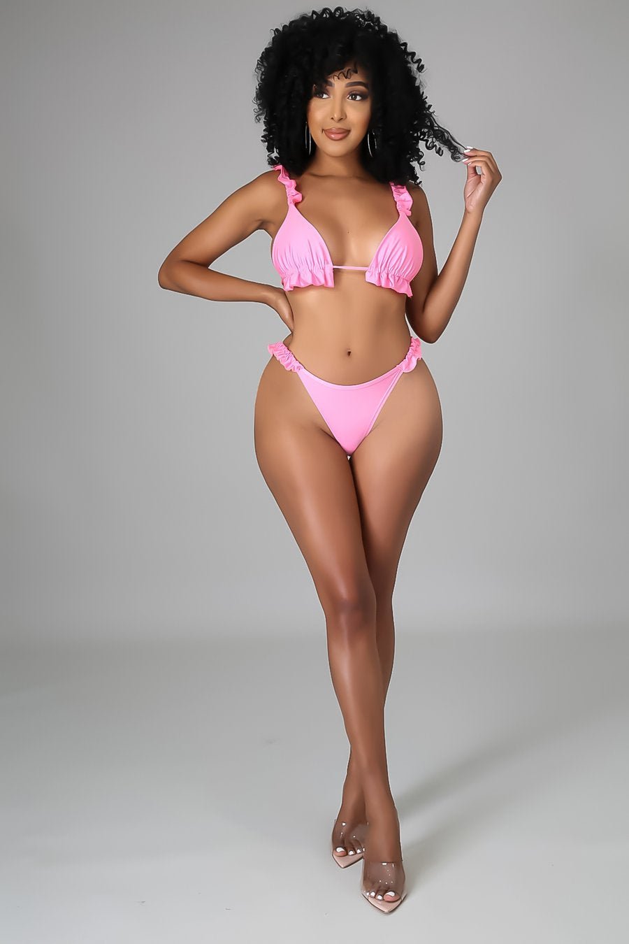 Tulum Ruffle Bikini Set Pink - FINAL SALE - Ali’s Couture 