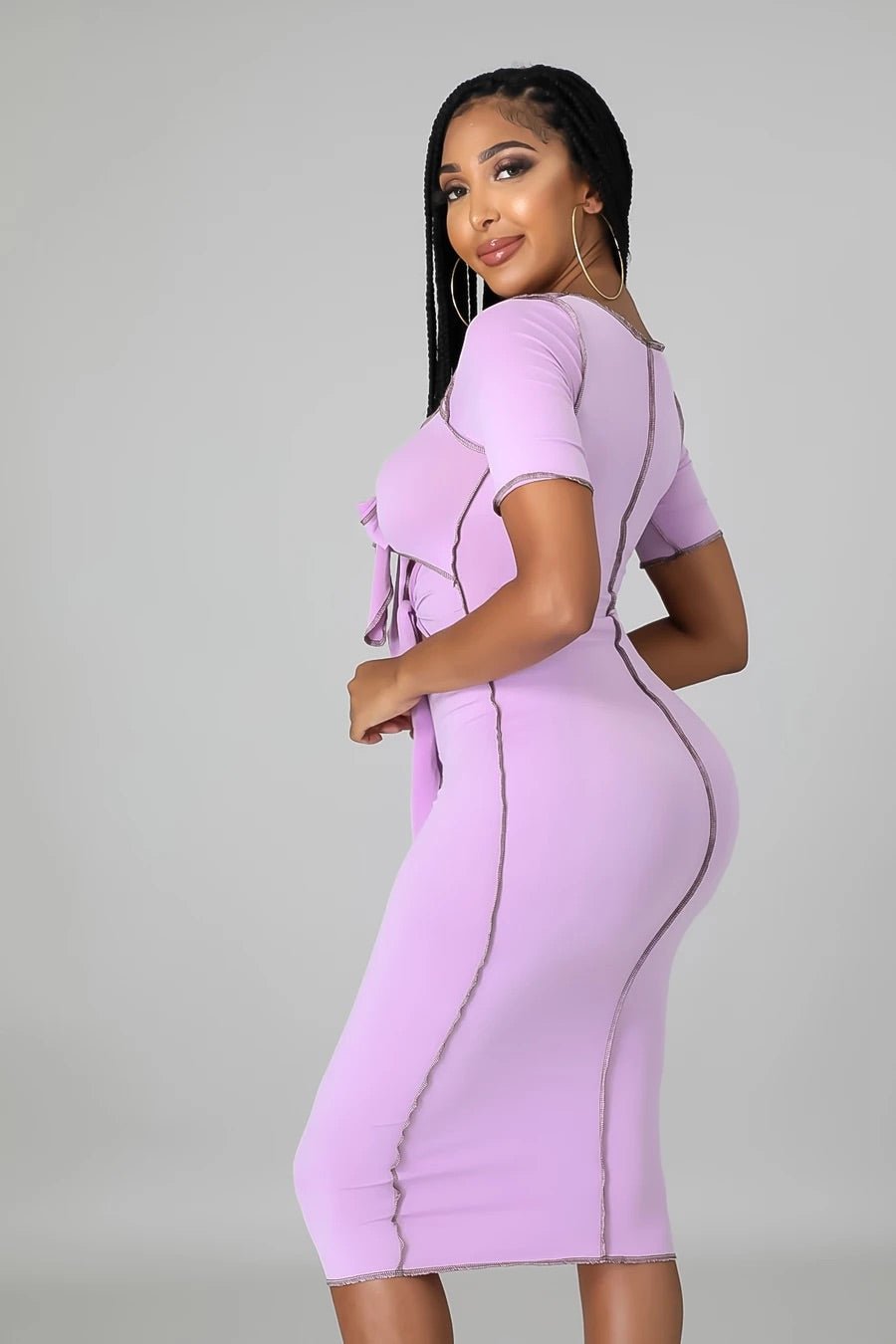 Vixen Cutout Midi Dress Lavender - Ali’s Couture 