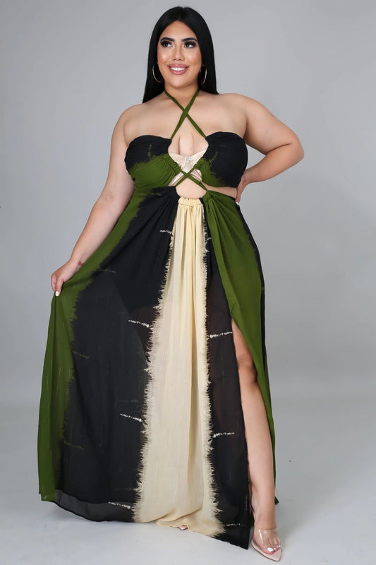 Weekend Getaway Maxi Dress Multicolor Olive (Curvy) - Ali’s Couture 