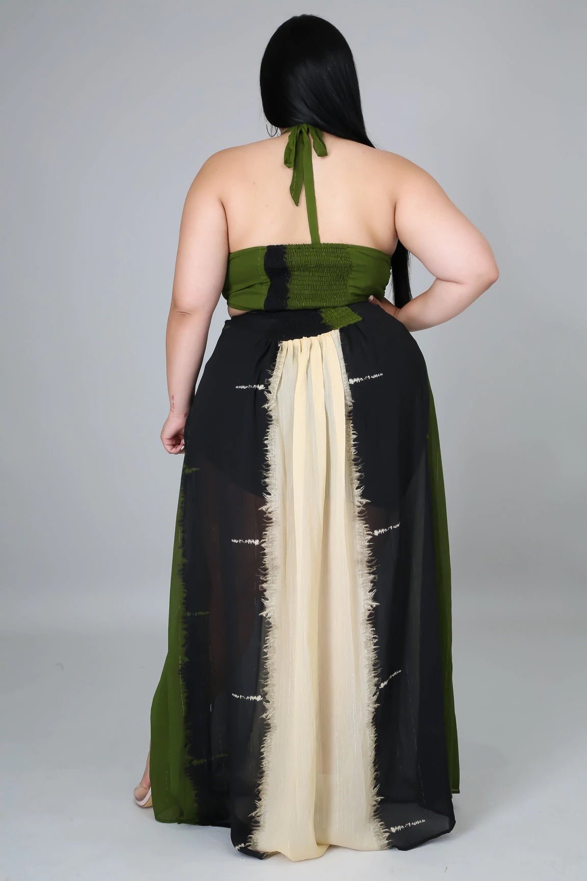Weekend Getaway Maxi Dress Multicolor Olive (Curvy) - Ali’s Couture 