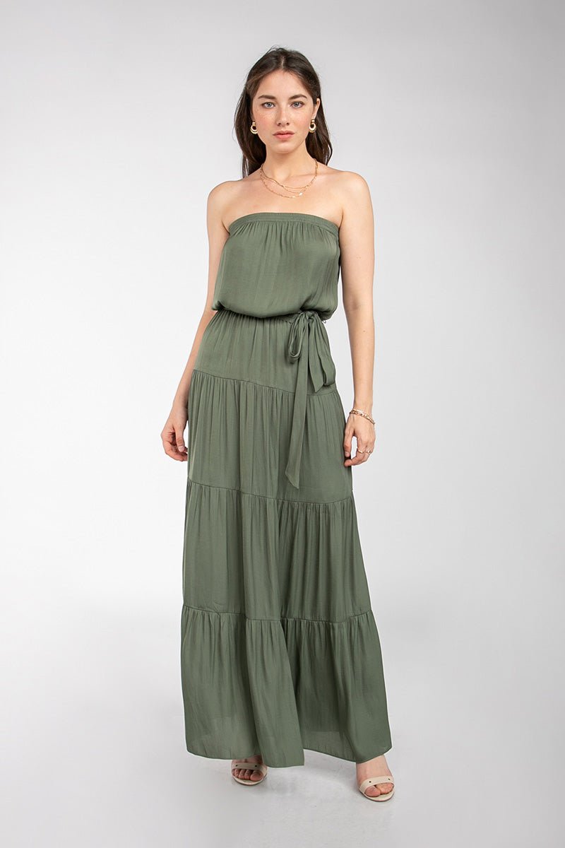 Weekend Strapless Maxi Olive - FINAL SALE - Ali’s Couture 