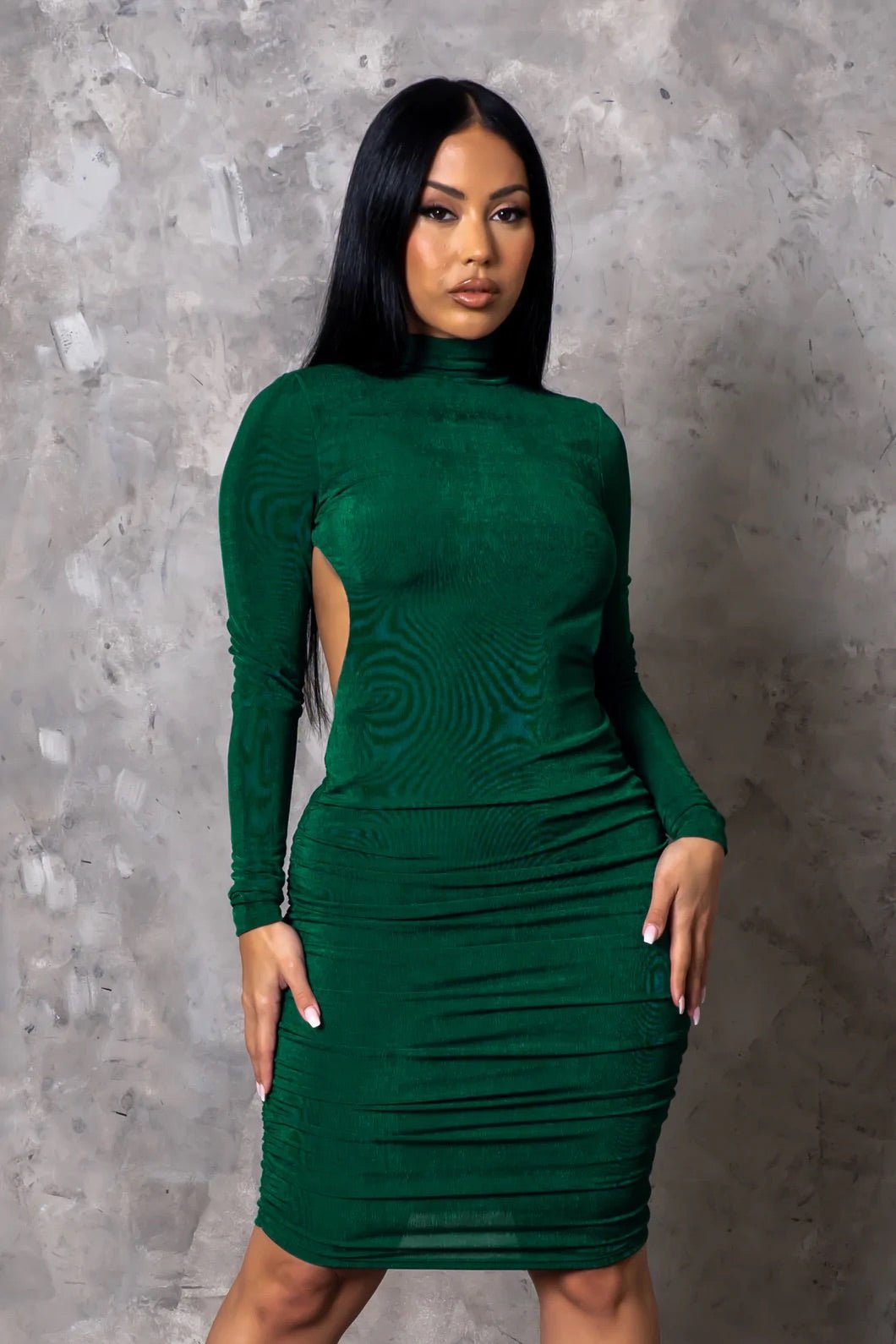 Zadie Backless Midi Dress Green - Ali’s Couture 